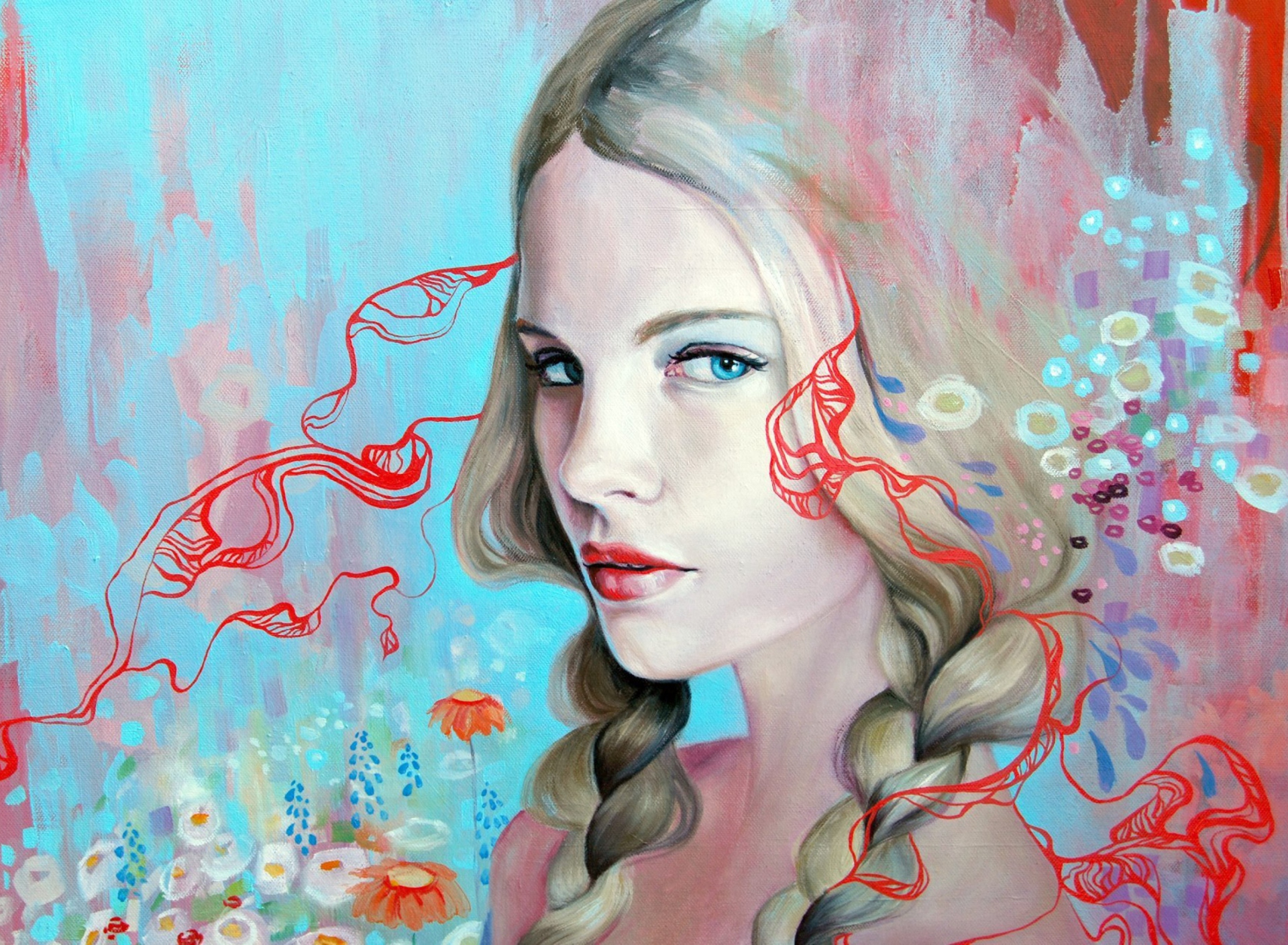 Girl Face Artistic Painting wallpaper 1920x1408