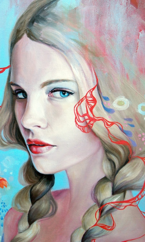 Обои Girl Face Artistic Painting 480x800