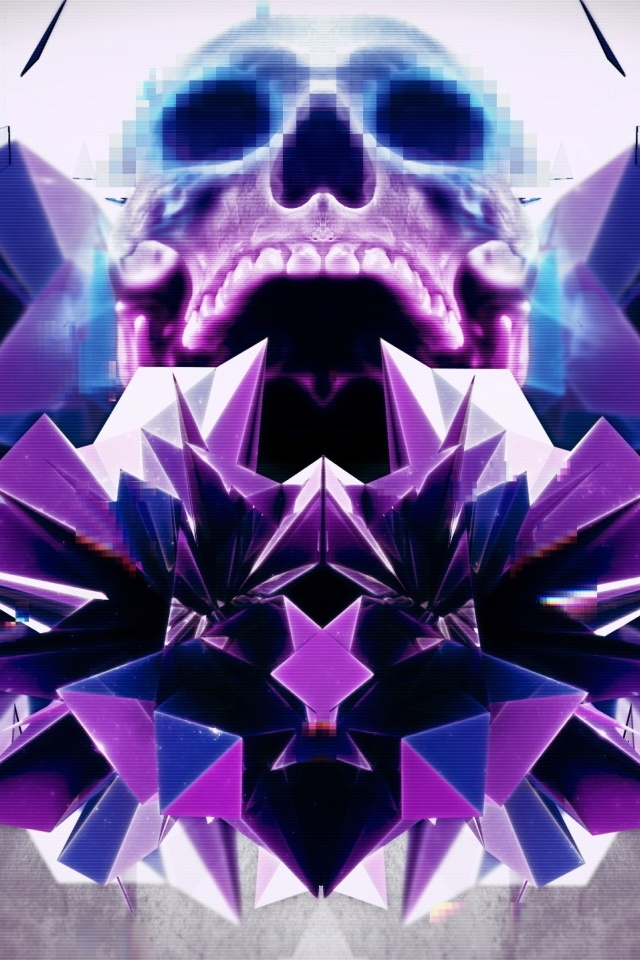 Abstract framed Skull wallpaper 640x960