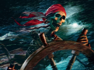 Das Sea Pirate Skull Wallpaper 320x240