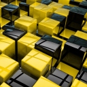 Sfondi Yellow - Black Cubes 128x128