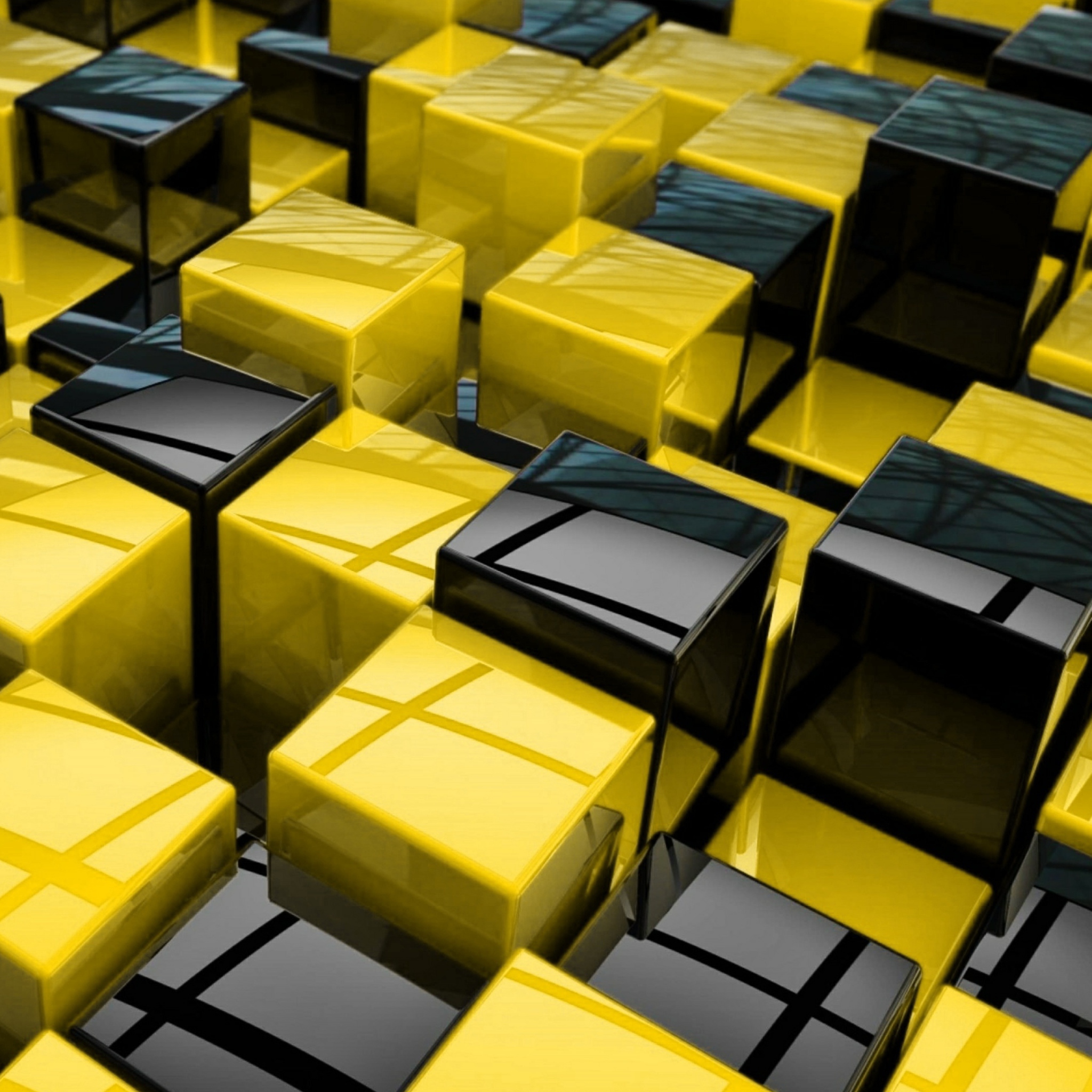 Das Yellow - Black Cubes Wallpaper 2048x2048