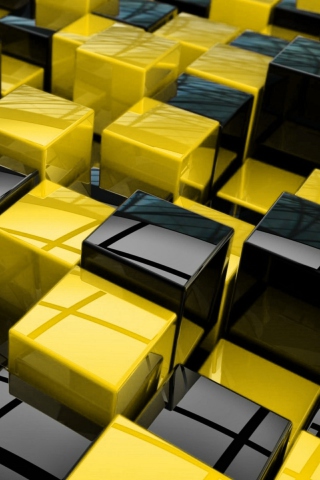 Fondo de pantalla Yellow - Black Cubes 320x480