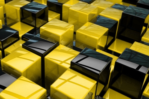 Das Yellow - Black Cubes Wallpaper 480x320