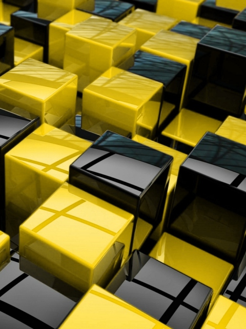 Fondo de pantalla Yellow - Black Cubes 480x640