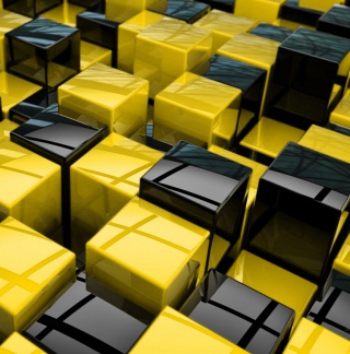 Kostenloses Yellow - Black Cubes Wallpaper für iPad 2