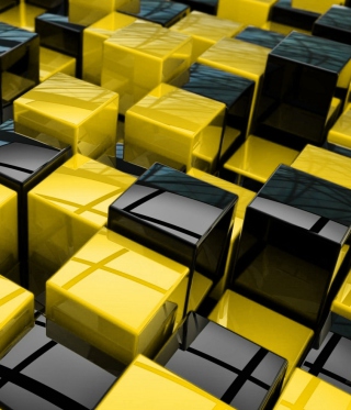 Kostenloses Yellow - Black Cubes Wallpaper für 240x320