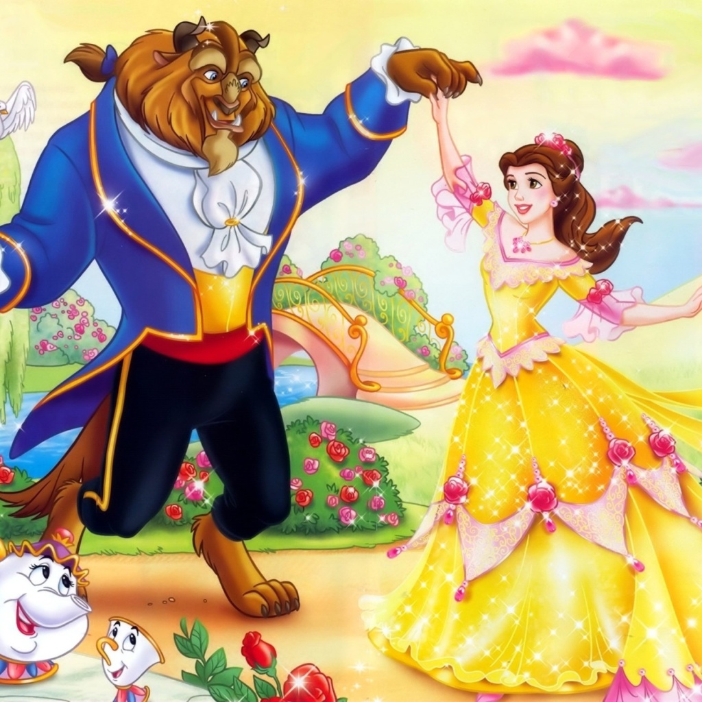 Das Beauty and the Beast Disney Cartoon Wallpaper 1024x1024