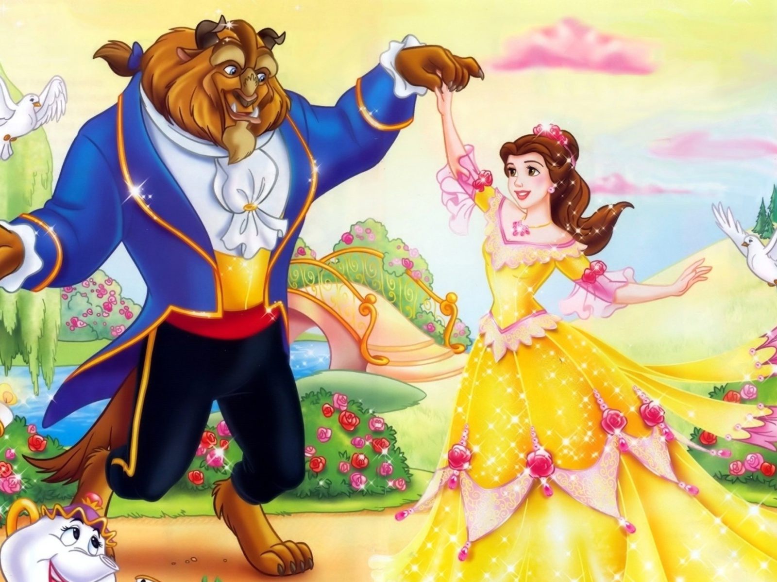 Das Beauty and the Beast Disney Cartoon Wallpaper 1600x1200