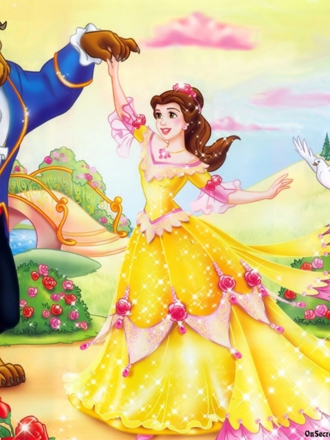 Das Beauty and the Beast Disney Cartoon Wallpaper 480x640