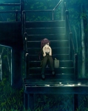 Girl Sitting On Bridge Stairs screenshot #1 128x160