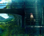 Girl Sitting On Bridge Stairs screenshot #1 176x144
