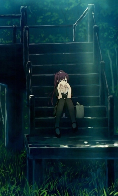 Girl Sitting On Bridge Stairs screenshot #1 240x400
