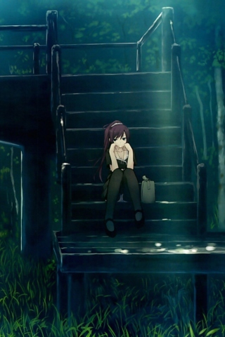 Girl Sitting On Bridge Stairs screenshot #1 320x480