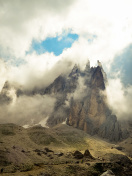 Fondo de pantalla Mountains Peaks in Fog, Landscape 132x176