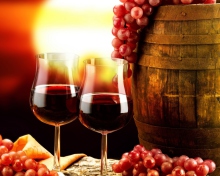 Das Red Wine And Grapes Wallpaper 220x176