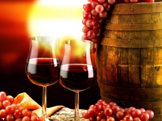 Das Red Wine And Grapes Wallpaper 320x240