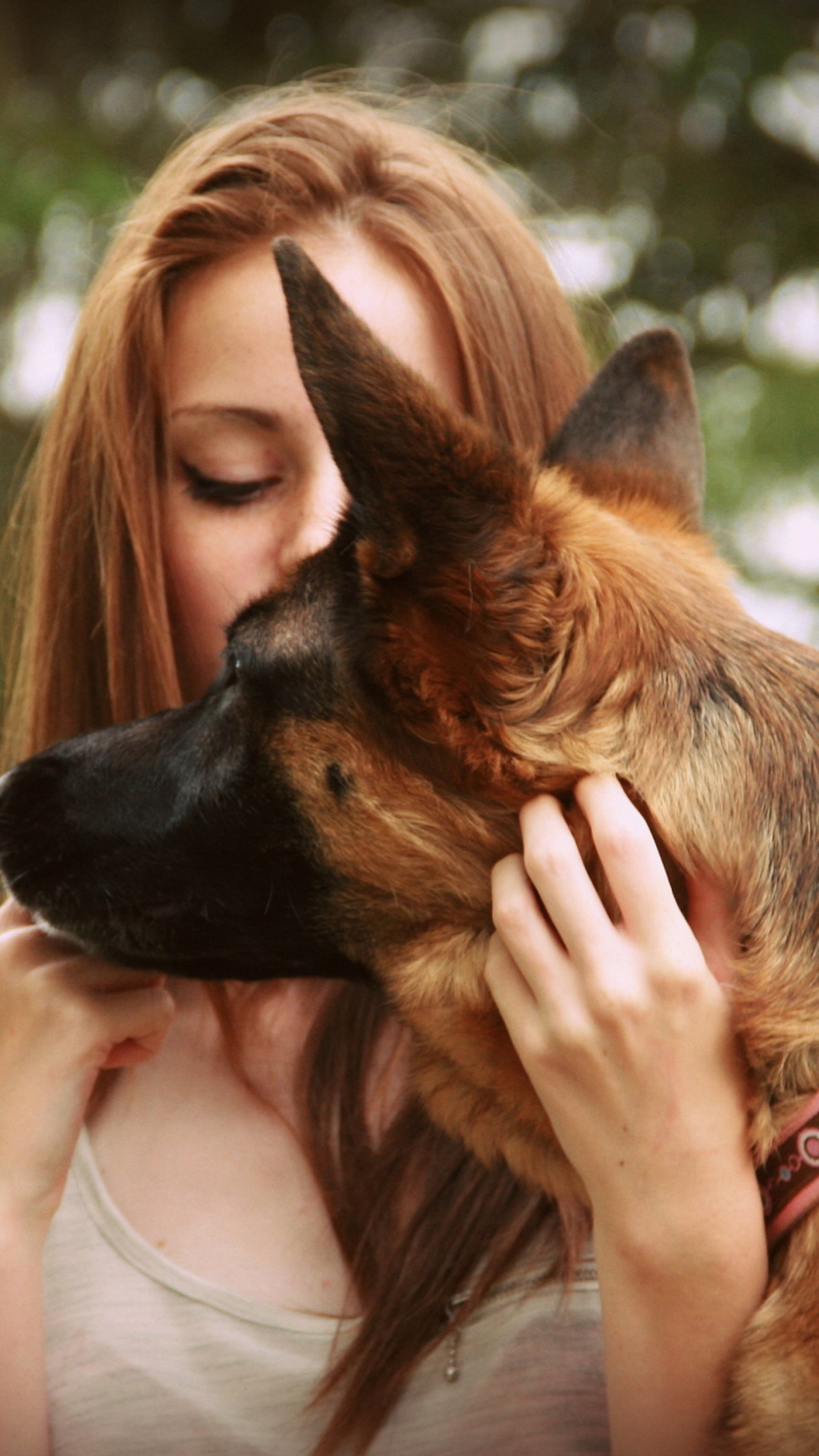 Girl And German Shepherd wallpaper 1080x1920