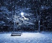 Bench In Snowy Park screenshot #1 176x144