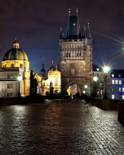 Обои Prague Charles Bridge At Night 176x220