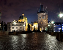 Обои Prague Charles Bridge At Night 220x176