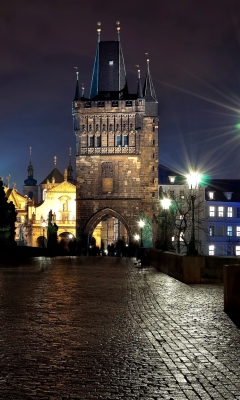 Обои Prague Charles Bridge At Night 240x400