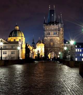 Prague Charles Bridge At Night - Fondos de pantalla gratis para Nokia Asha 309