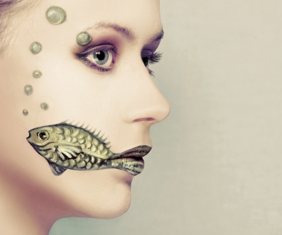 Das Fish Face Art Wallpaper 960x800