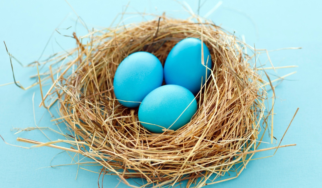 Обои Blue Easter Eggs 1024x600