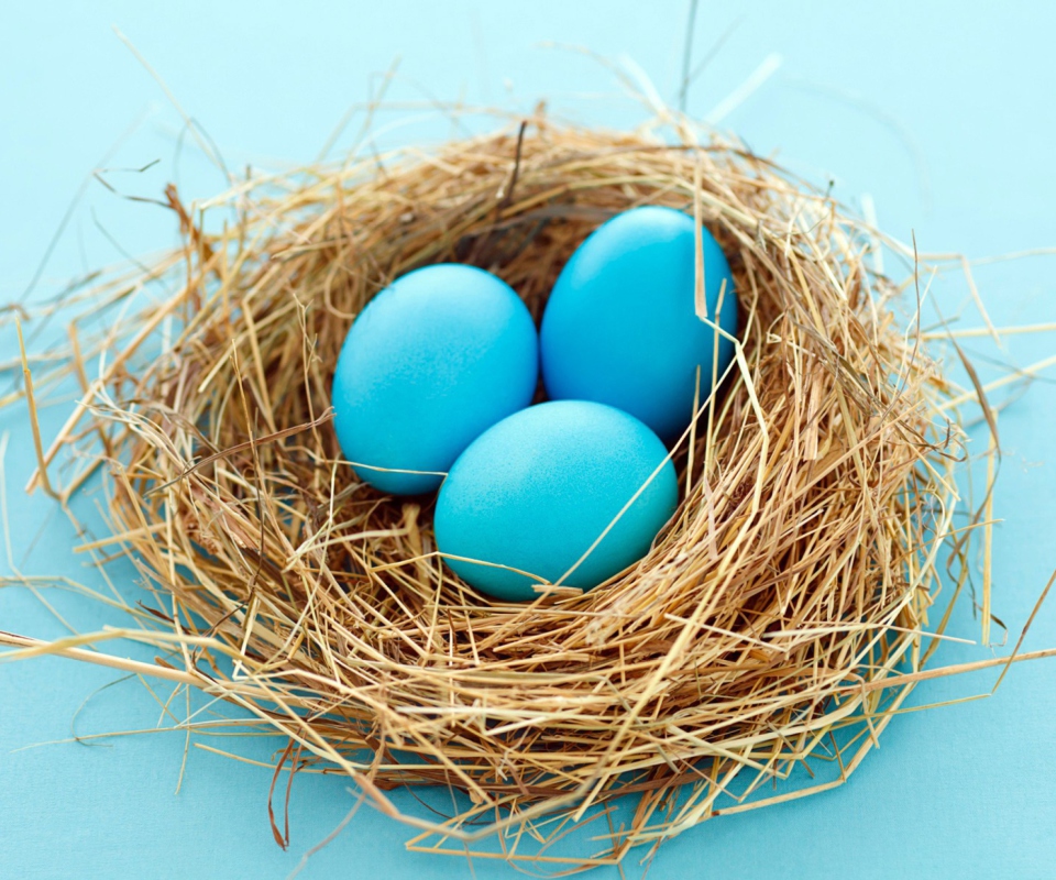 Das Blue Easter Eggs Wallpaper 960x800