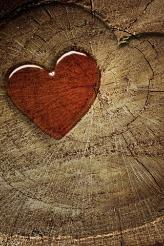 Wooden Heart wallpaper 320x480