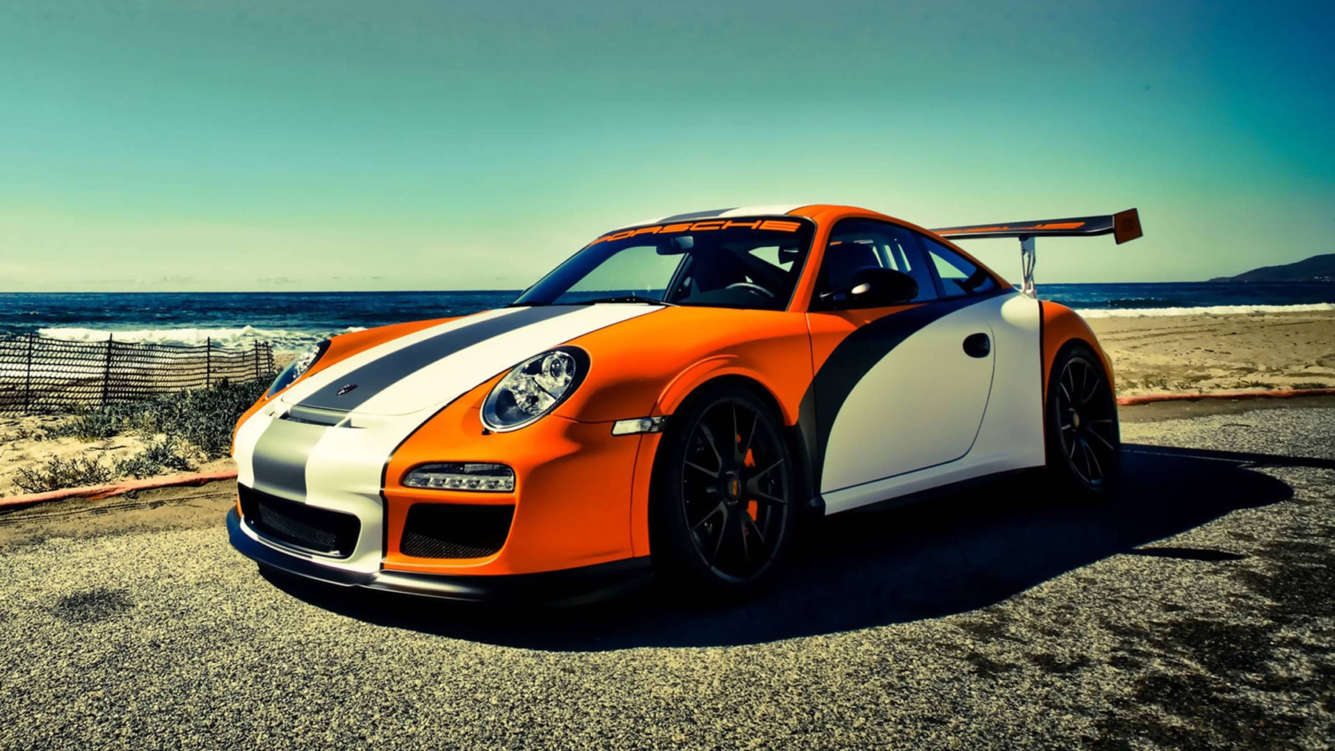 Orange Porsche 911 wallpaper 1920x1080