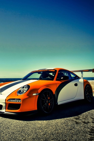 Orange Porsche 911 wallpaper 320x480