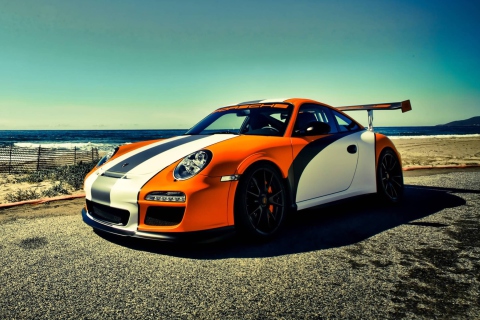 Fondo de pantalla Orange Porsche 911 480x320