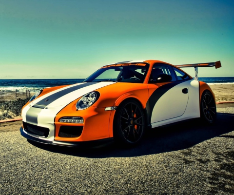 Das Orange Porsche 911 Wallpaper 480x400