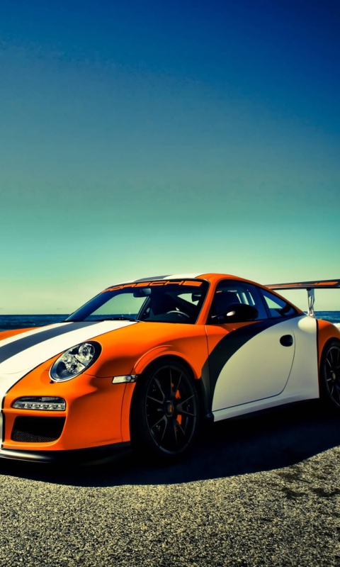 Das Orange Porsche 911 Wallpaper 480x800