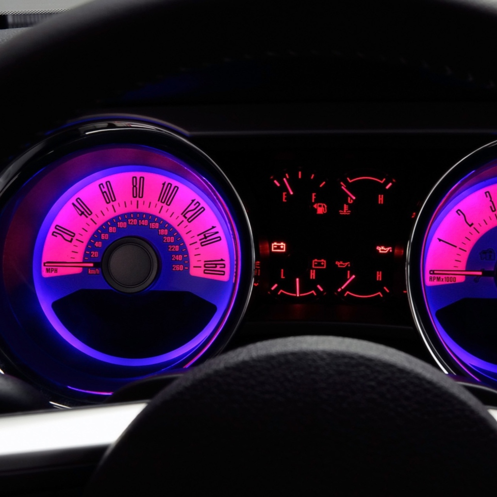 Das Retro Neon Speedometer Wallpaper 1024x1024