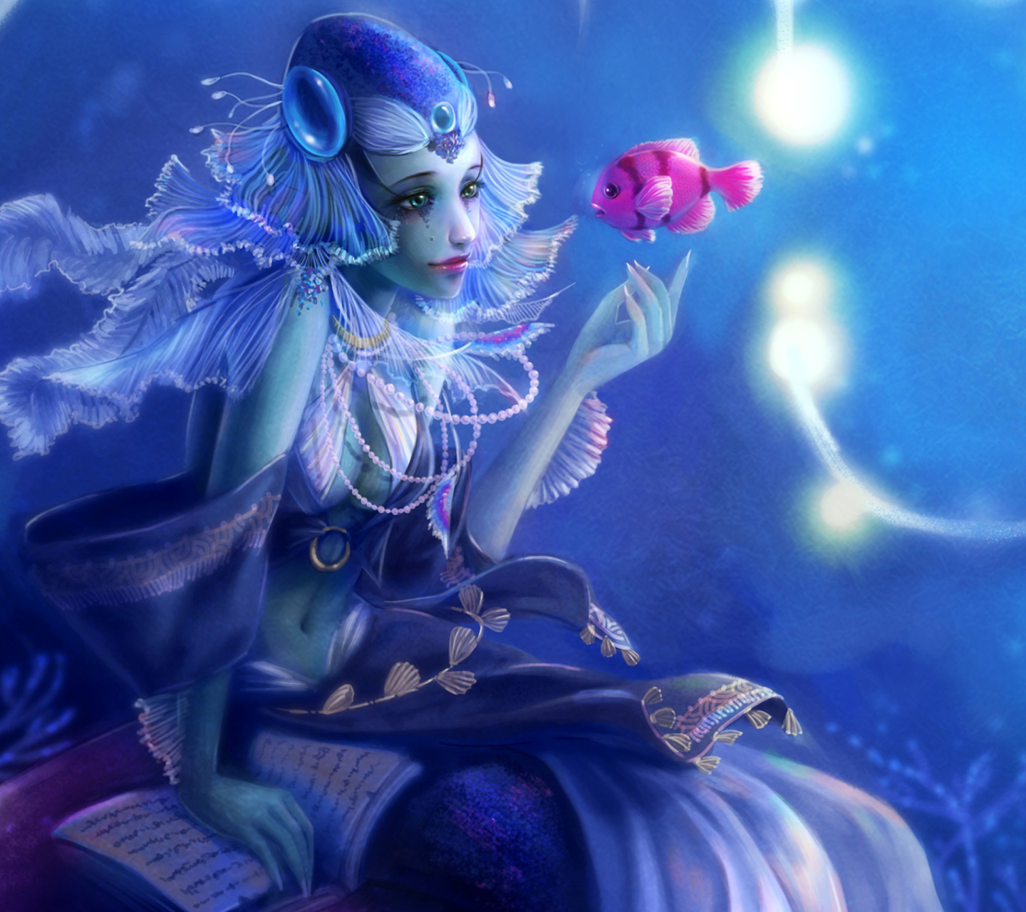 Fondo de pantalla Mermaid And Fish 1440x1280