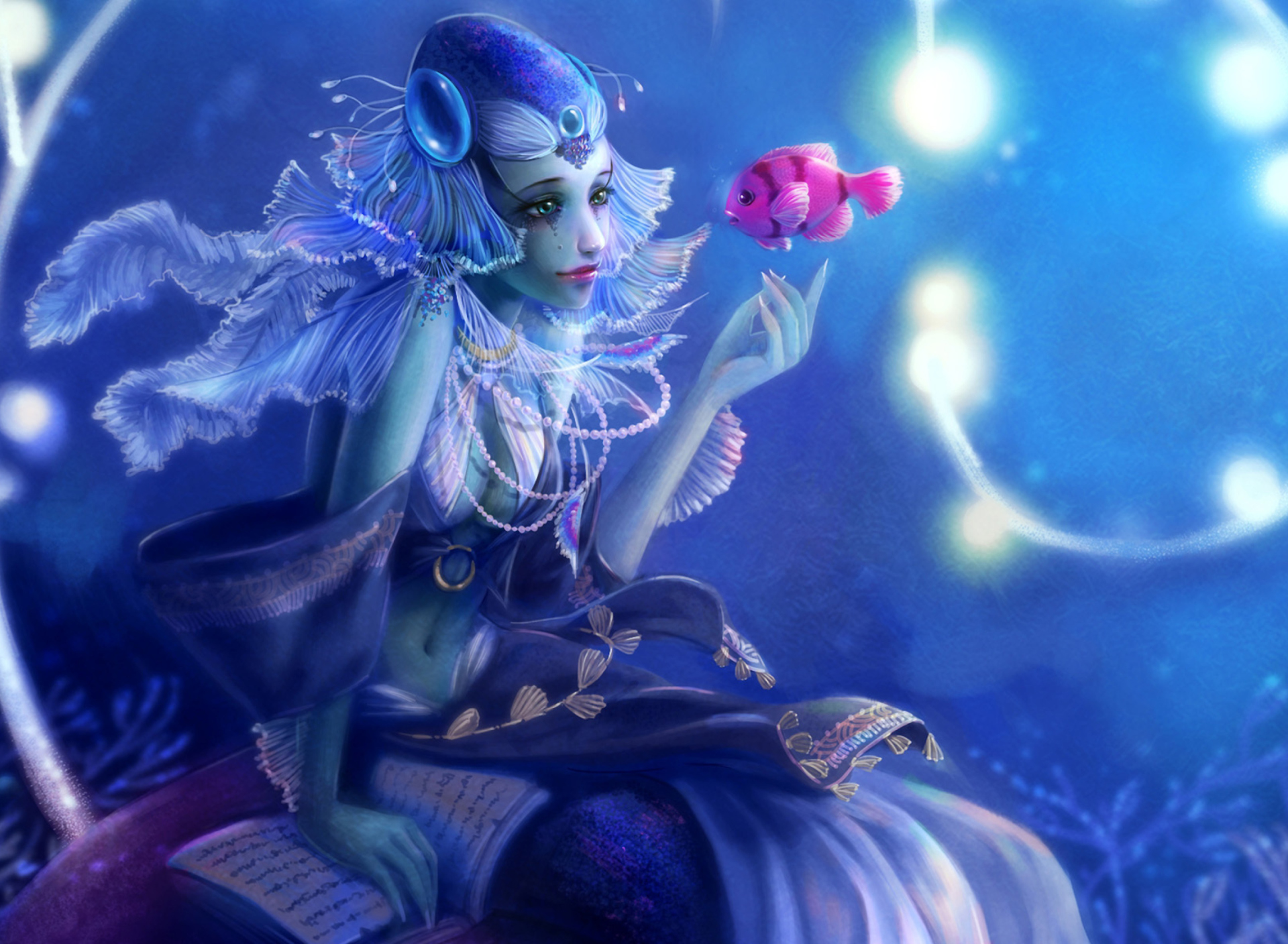 Das Mermaid And Fish Wallpaper 1920x1408