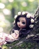 Beautiful Brunette Doll In Flower Wreath screenshot #1 128x160