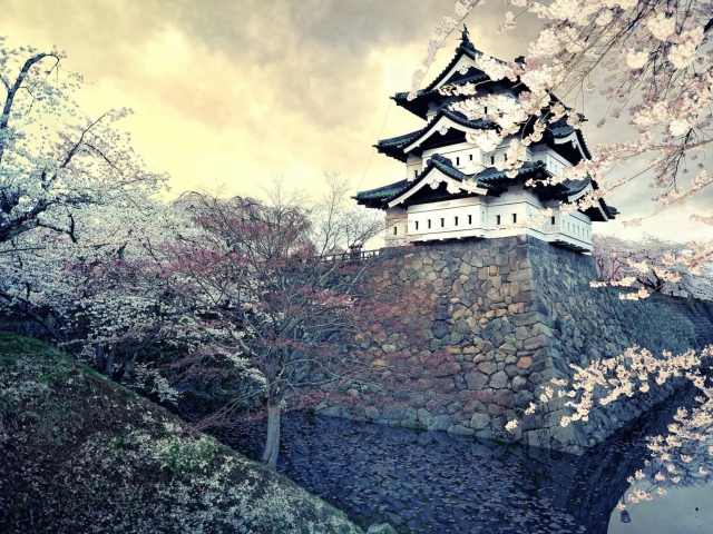 Sfondi Hirosaki Castle Japan 640x480