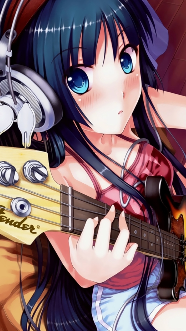 Sfondi Fender Guitar Girl 750x1334