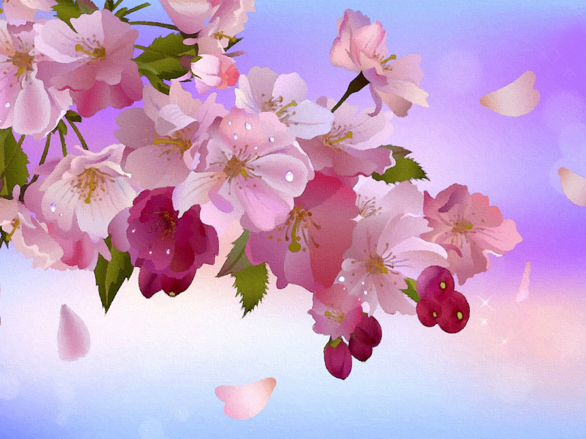 Screenshot №1 pro téma Painting apple tree in bloom 1152x864