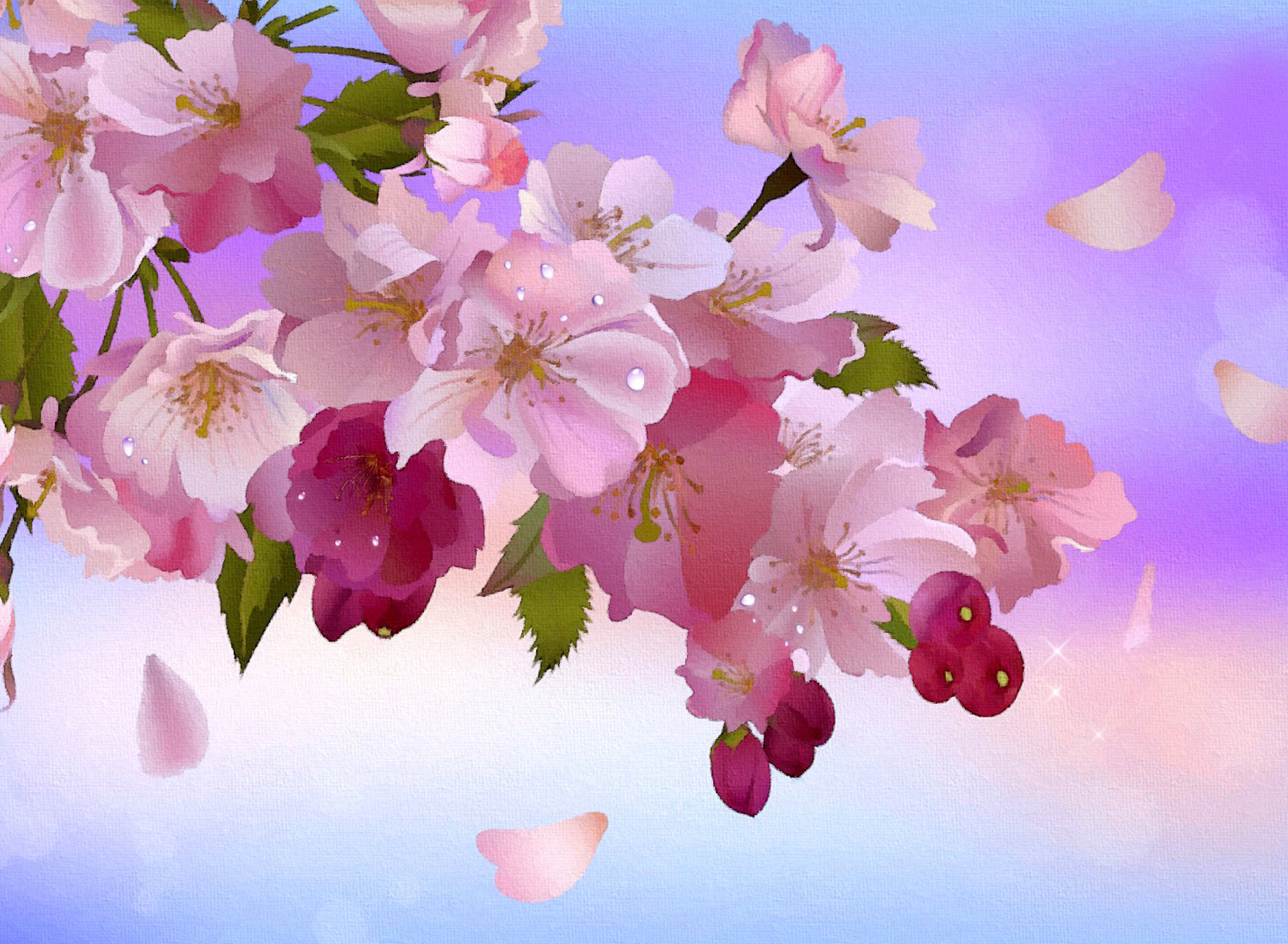 Fondo de pantalla Painting apple tree in bloom 1920x1408