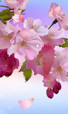 Painting apple tree in bloom wallpaper 240x400