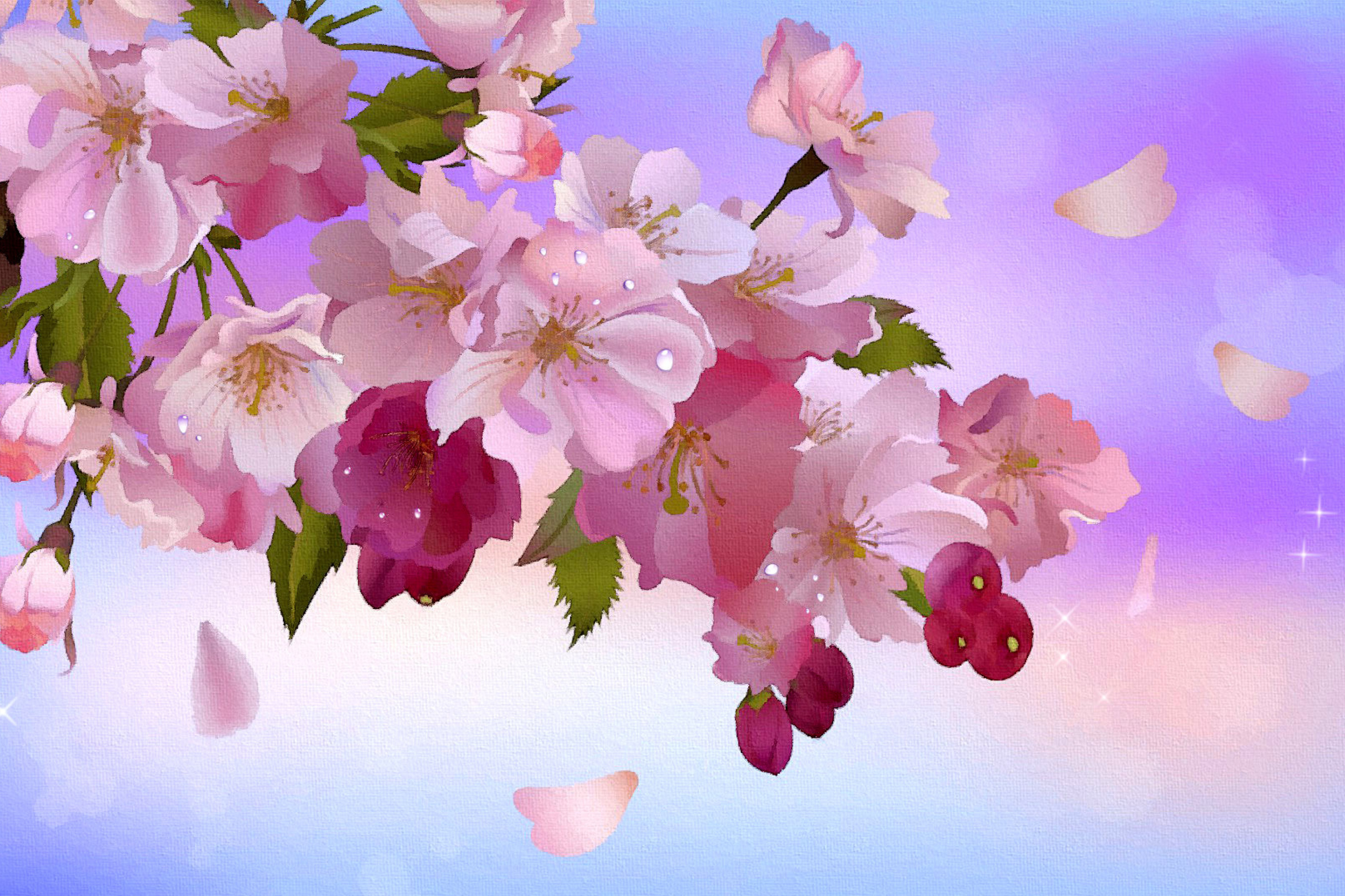 Das Painting apple tree in bloom Wallpaper 2880x1920