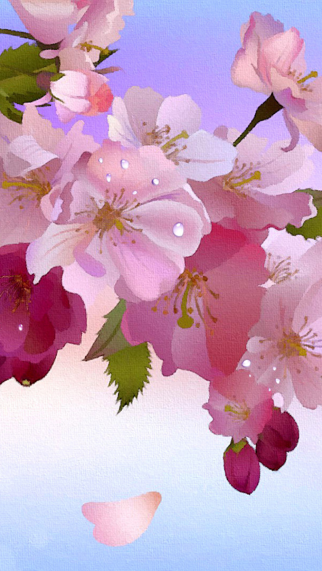 Painting apple tree in bloom wallpaper 640x1136