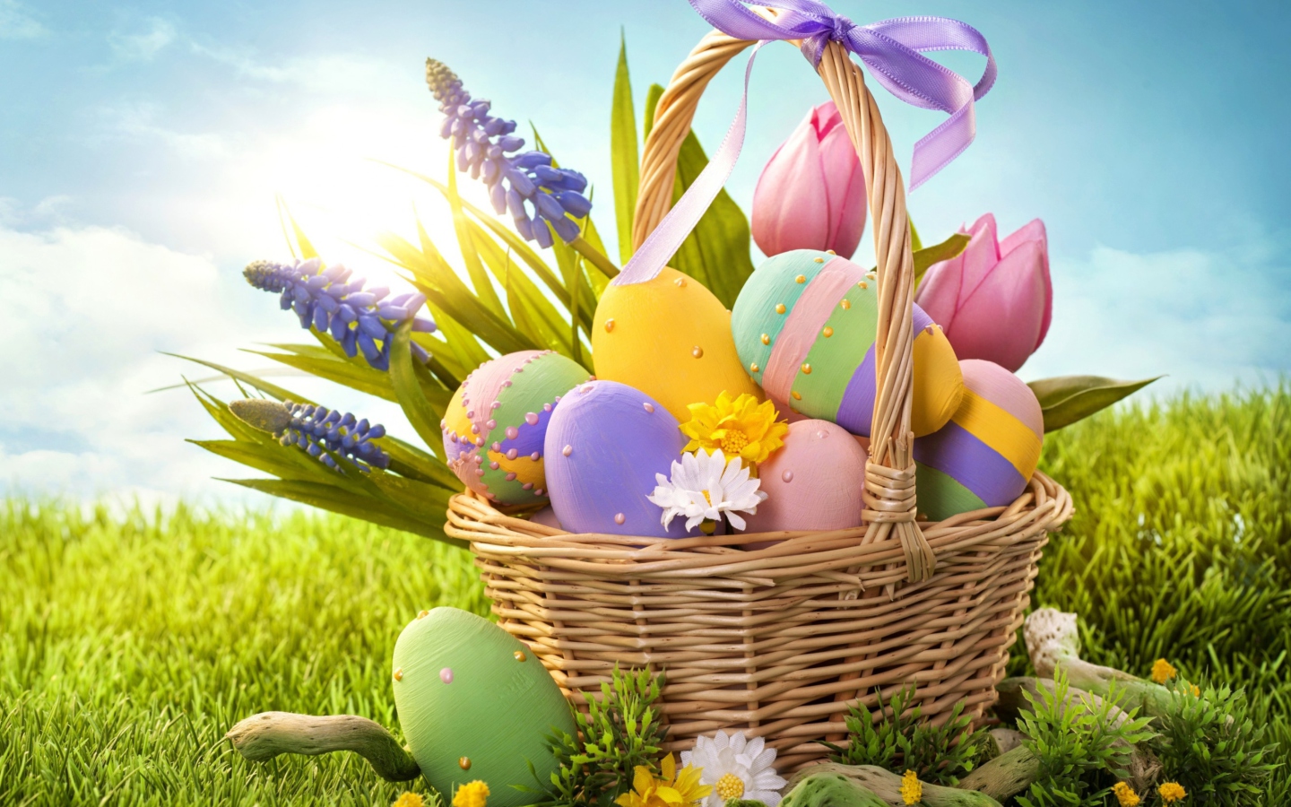 Screenshot №1 pro téma Basket With Easter Eggs 1440x900