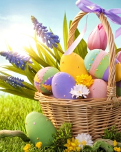 Basket With Easter Eggs wallpaper 176x220