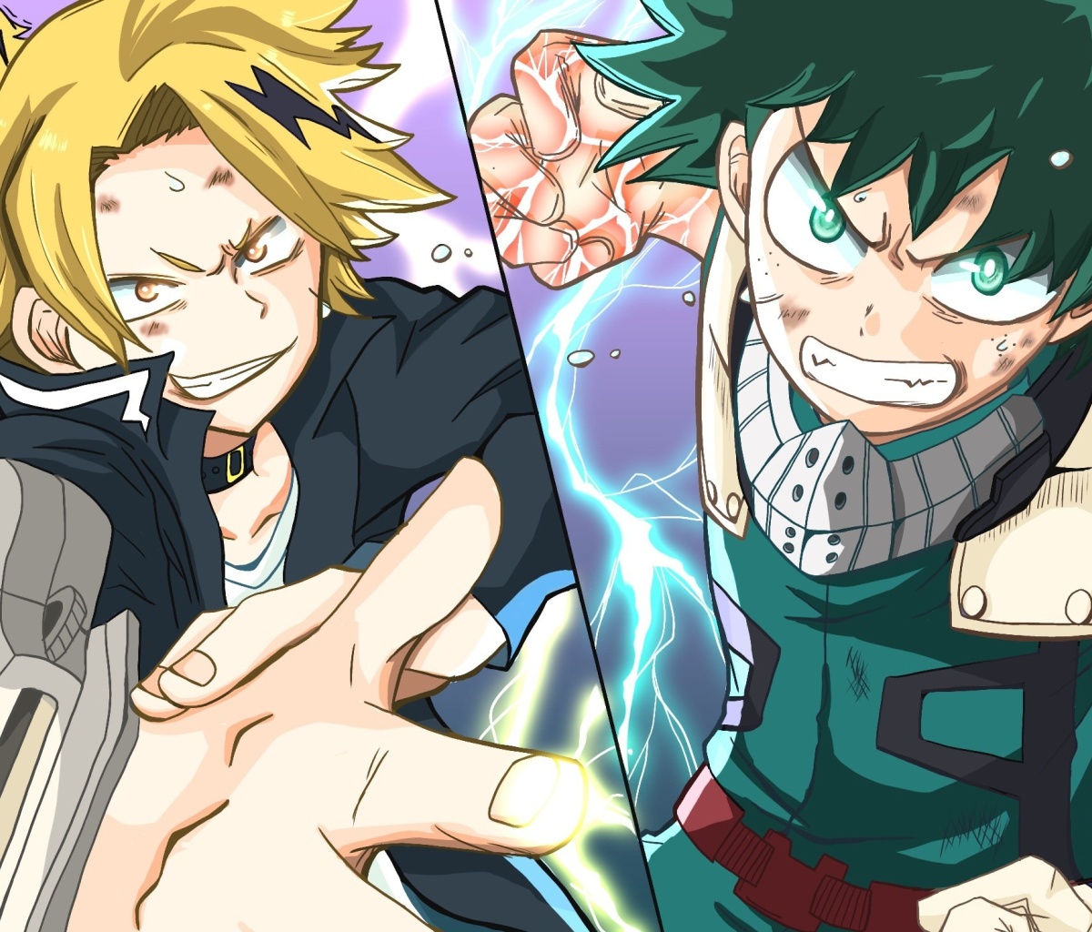 Sfondi Kaminari Denki & Midoriya Izuku 1200x1024